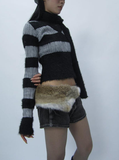 ang project Y2K Shibuya Faux Fur Fluffy Belt