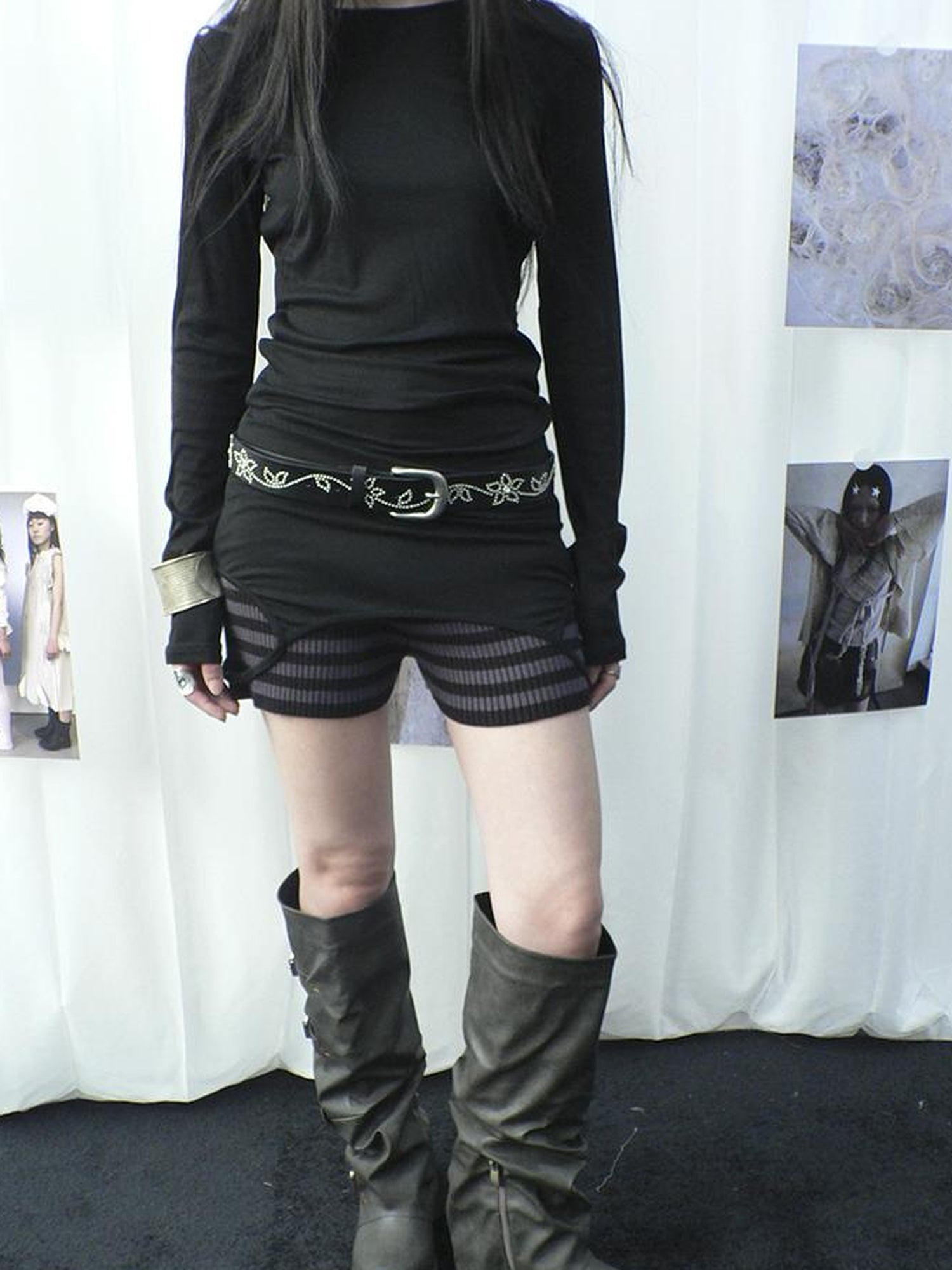 ang project Y2K Studded Metal Buckle Vintage Punk Belt