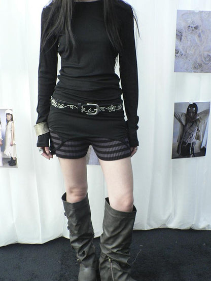ang project Y2K Studded Metal Buckle Vintage Punk Belt