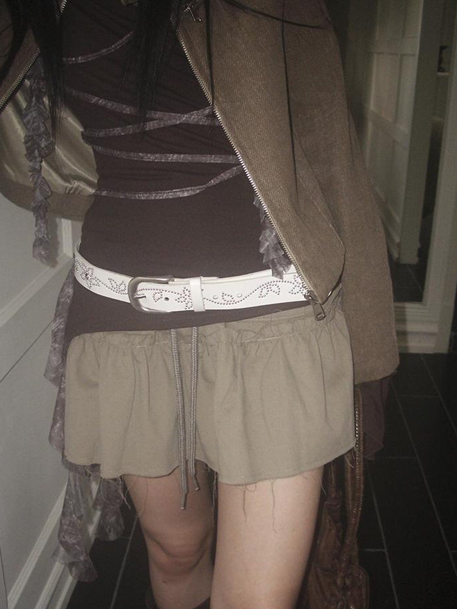 ang project Y2K Studded Metal Buckle Vintage Punk Belt
