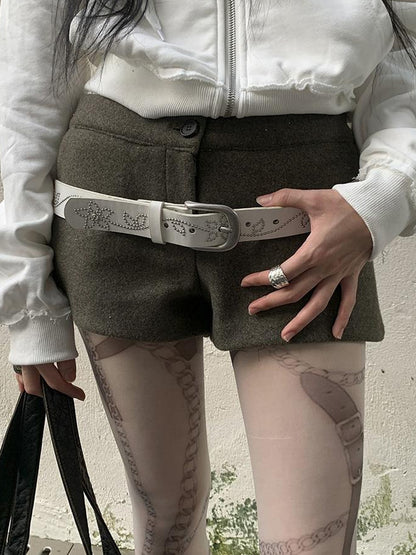 ang project Y2K Studded Metal Buckle Vintage Punk Belt