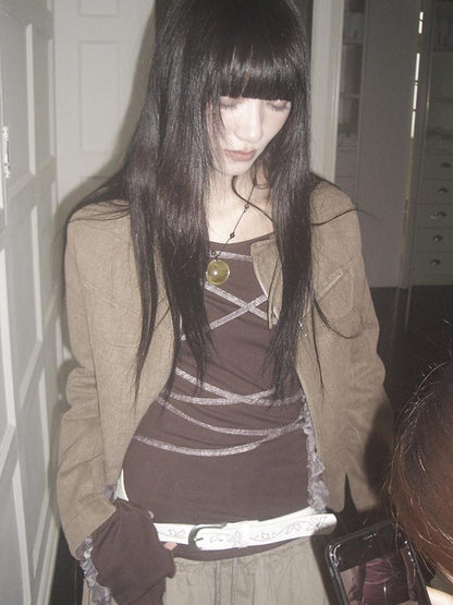 ang project Y2K Studded Metal Buckle Vintage Punk Belt