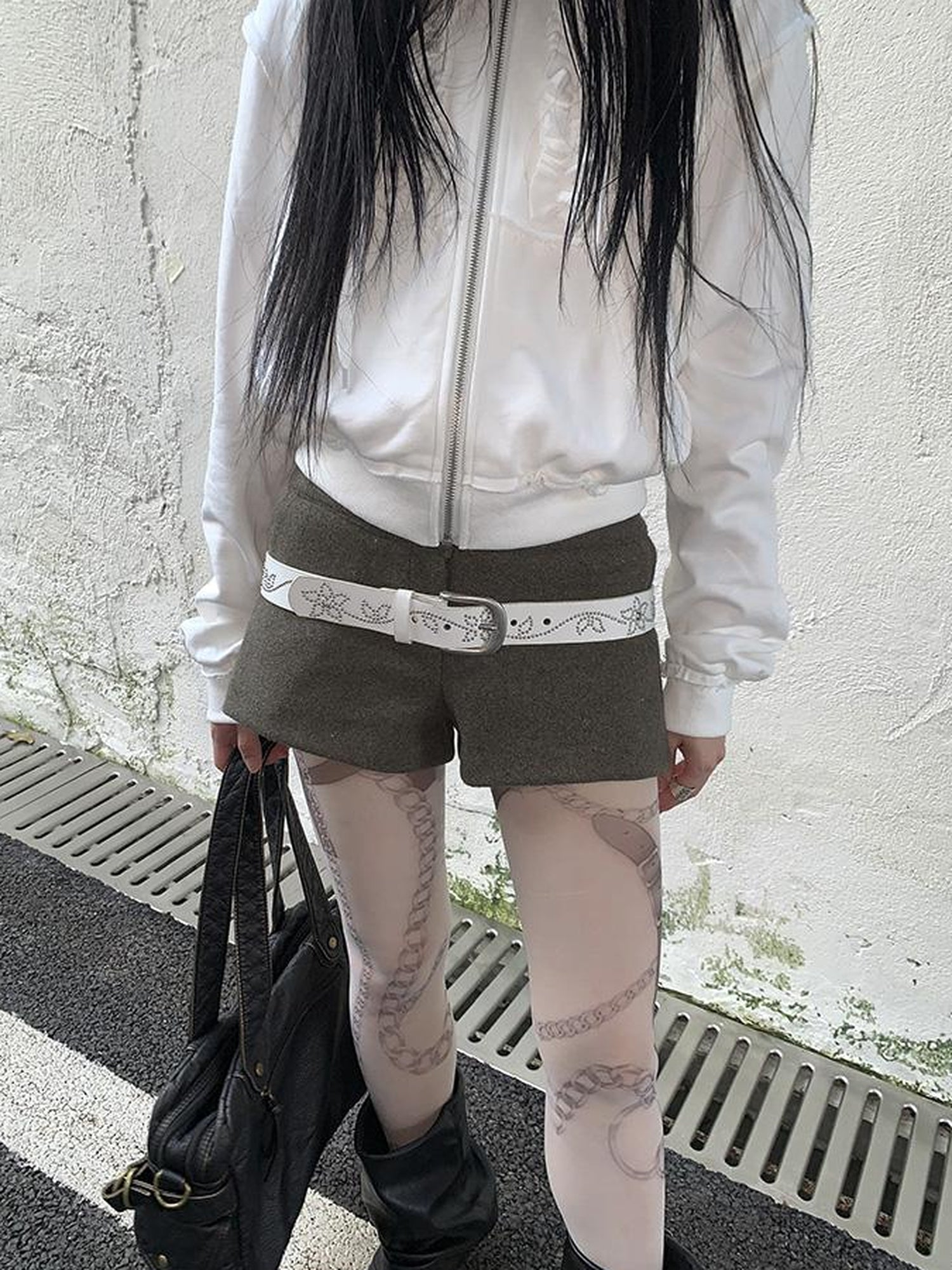 ang project Y2K Studded Metal Buckle Vintage Punk Belt
