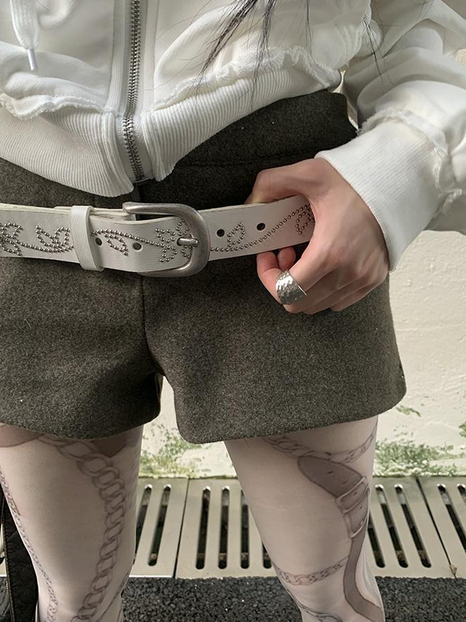 ang project Y2K Studded Metal Buckle Vintage Punk Belt