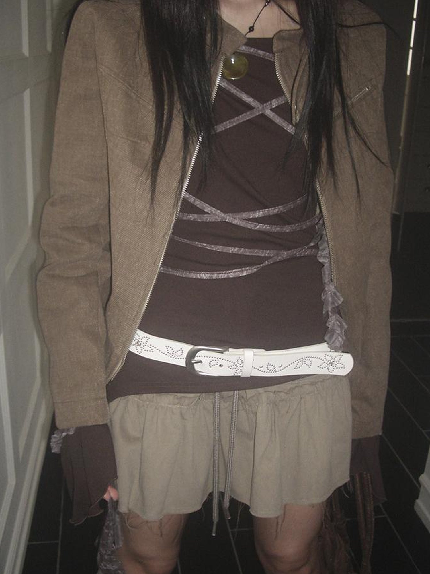 ang project Y2K Studded Metal Buckle Vintage Punk Belt