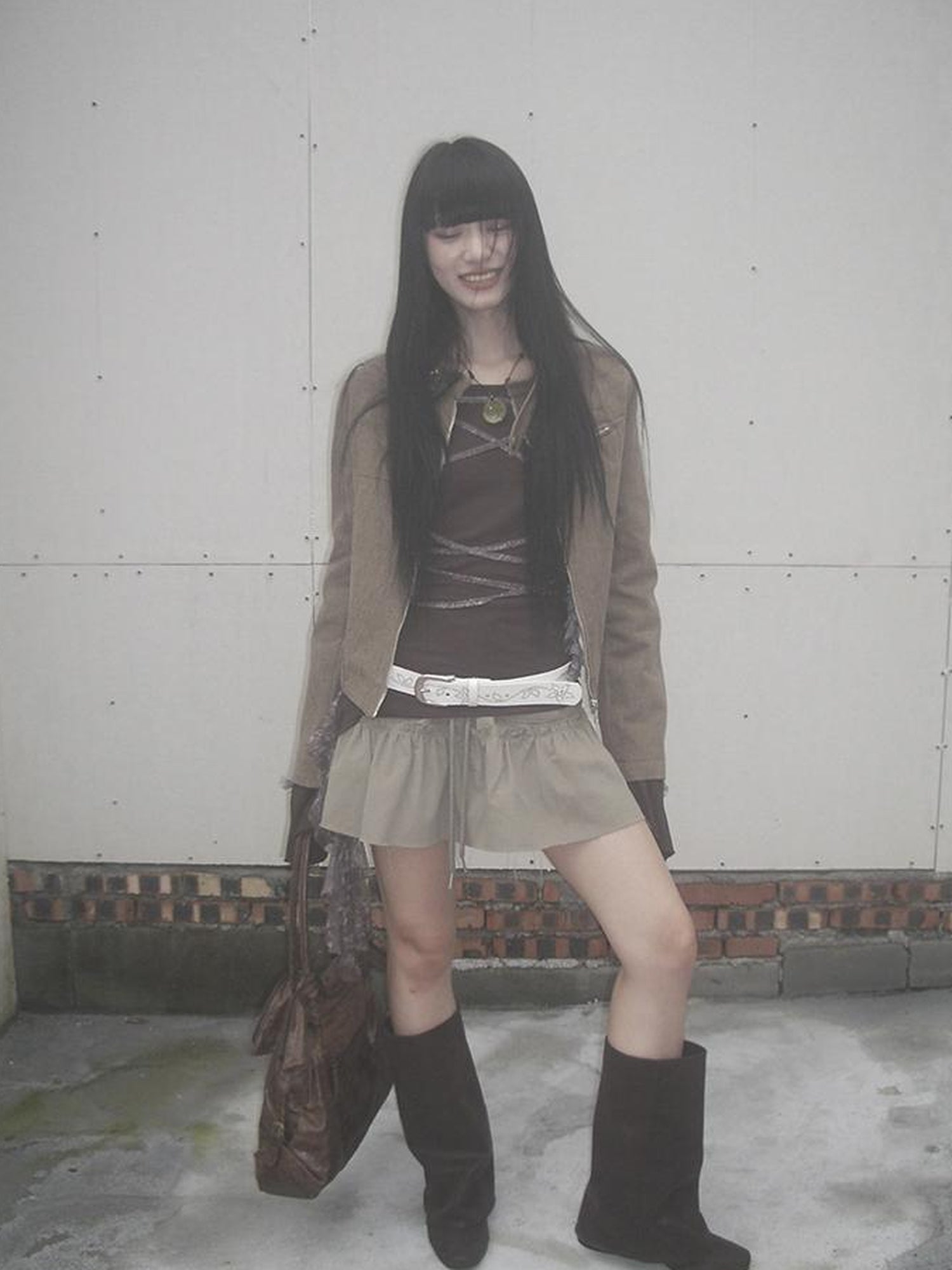 ang project Y2K Studded Metal Buckle Vintage Punk Belt