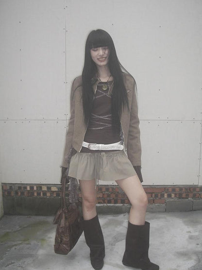 ang project Y2K Studded Metal Buckle Vintage Punk Belt