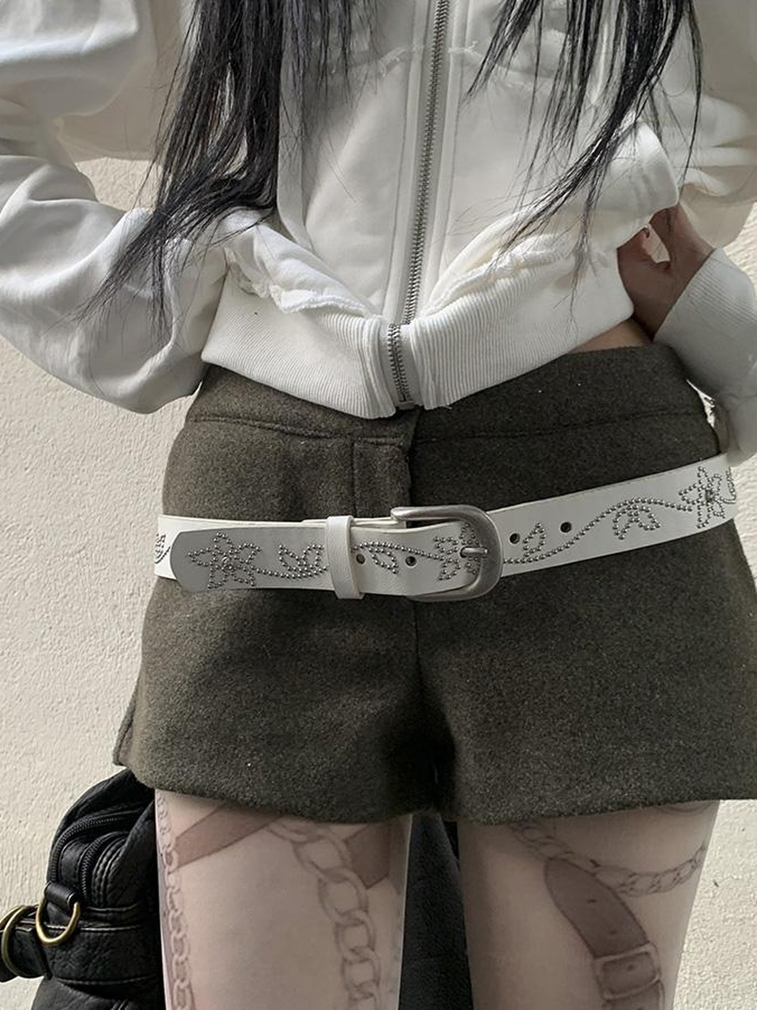 ang project Y2K Studded Metal Buckle Vintage Punk Belt