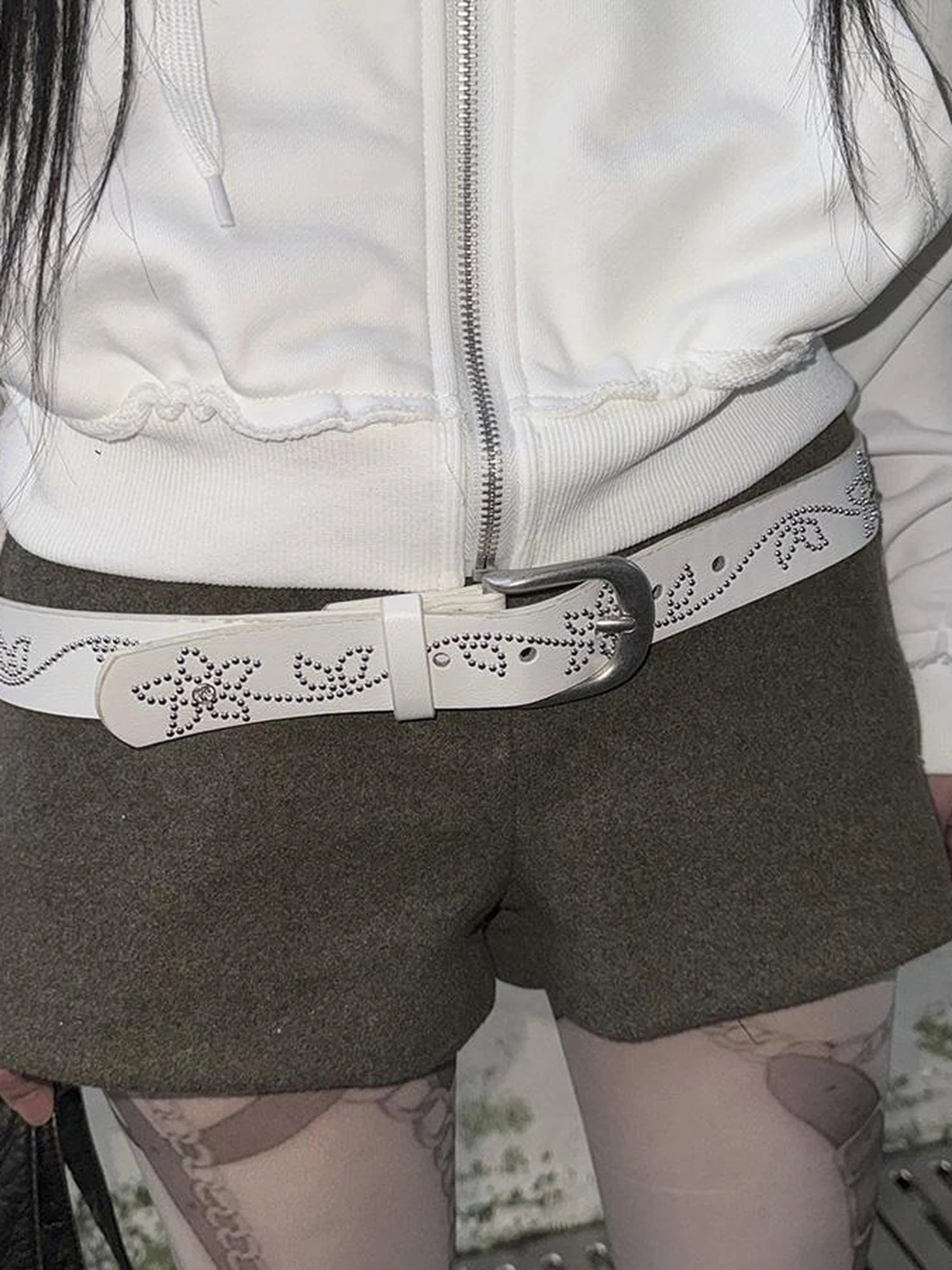 Y2K Studded Metal Buckle Vintage Punk Belt