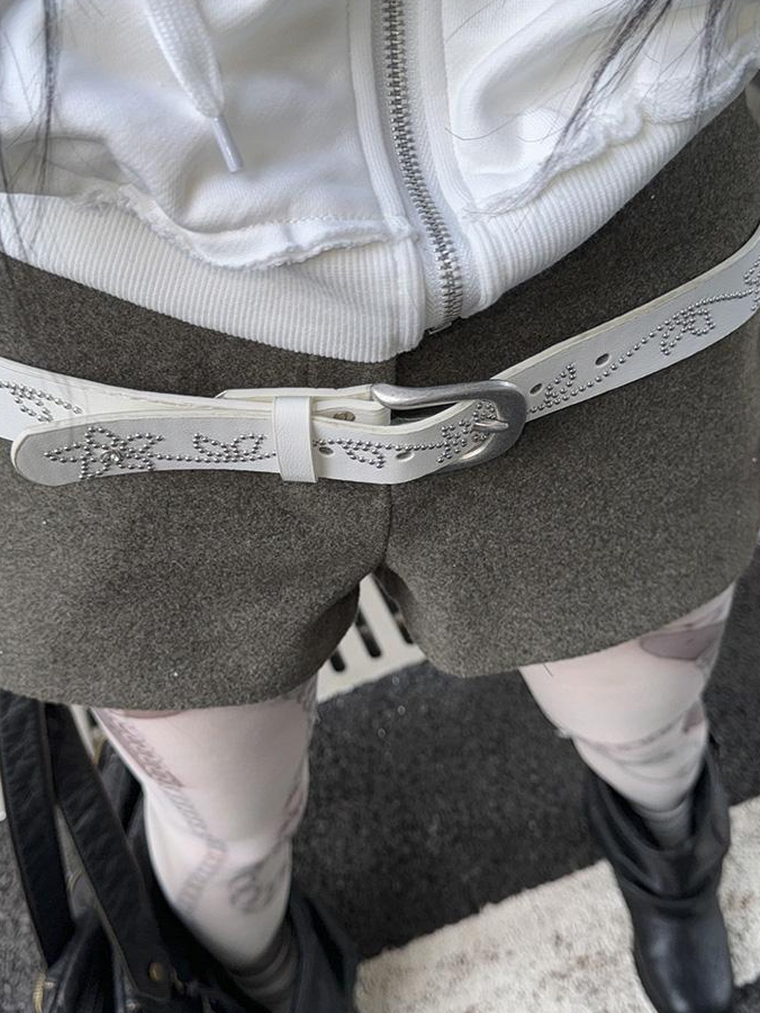 ang project Y2K Studded Metal Buckle Vintage Punk Belt