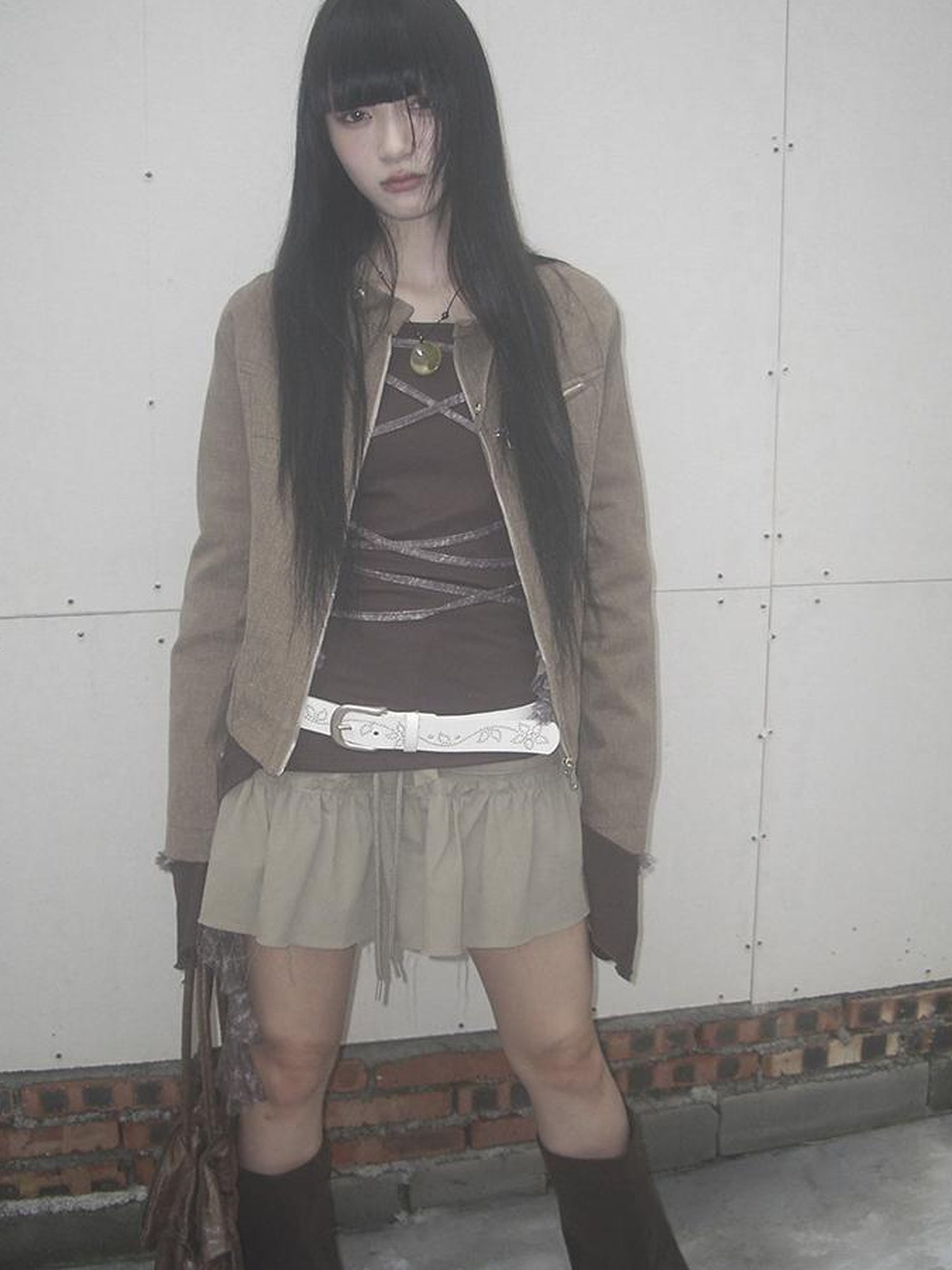 ang project Y2K Studded Metal Buckle Vintage Punk Belt