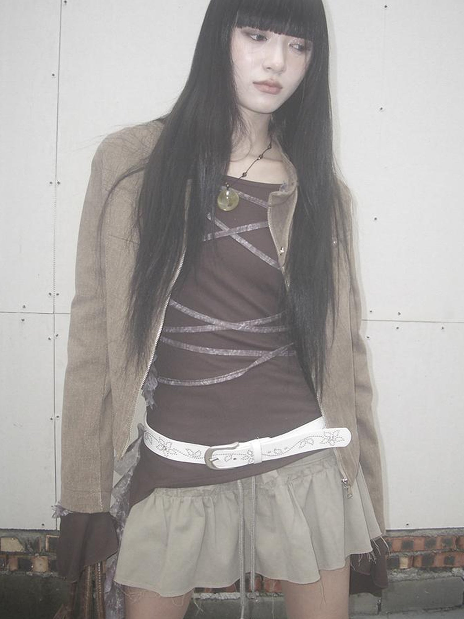 ang project Y2K Studded Metal Buckle Vintage Punk Belt