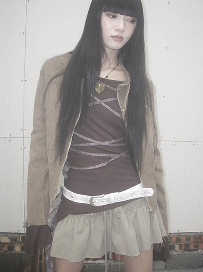 ang project Y2K Studded Metal Buckle Vintage Punk Belt