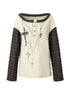 Vintage Loose Knit Embroidered Striped Turtleneck T-Shirt Sweaters