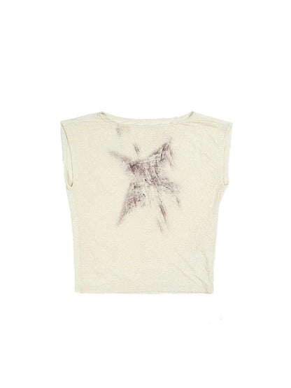 ARIADNAw Ariana Sleeveless Loose Print Summer Tee Slim Fit Lightweight Top