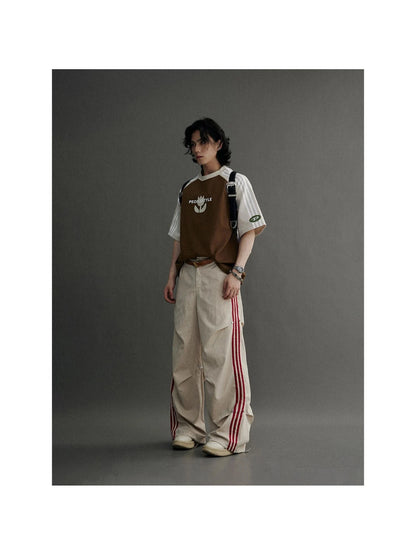 Retro Striped Wide Leg Quick Dry Parachute Pants