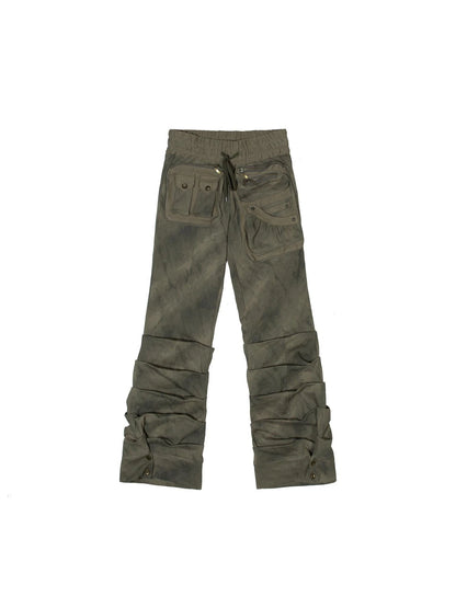 Industrial Punk Pocket Pants Low Waist Loose Streetwear For Women