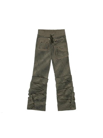 ARIADNAw Industrial Punk Pocket Pants Low Waist Loose Streetwear For Women