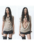 Two Sided Draped Print Knit Vest With Shoulder Pin