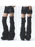 NONAME SPACE Distressed Asymmetrical Shorts With Detachable Leg Warmers And Belt