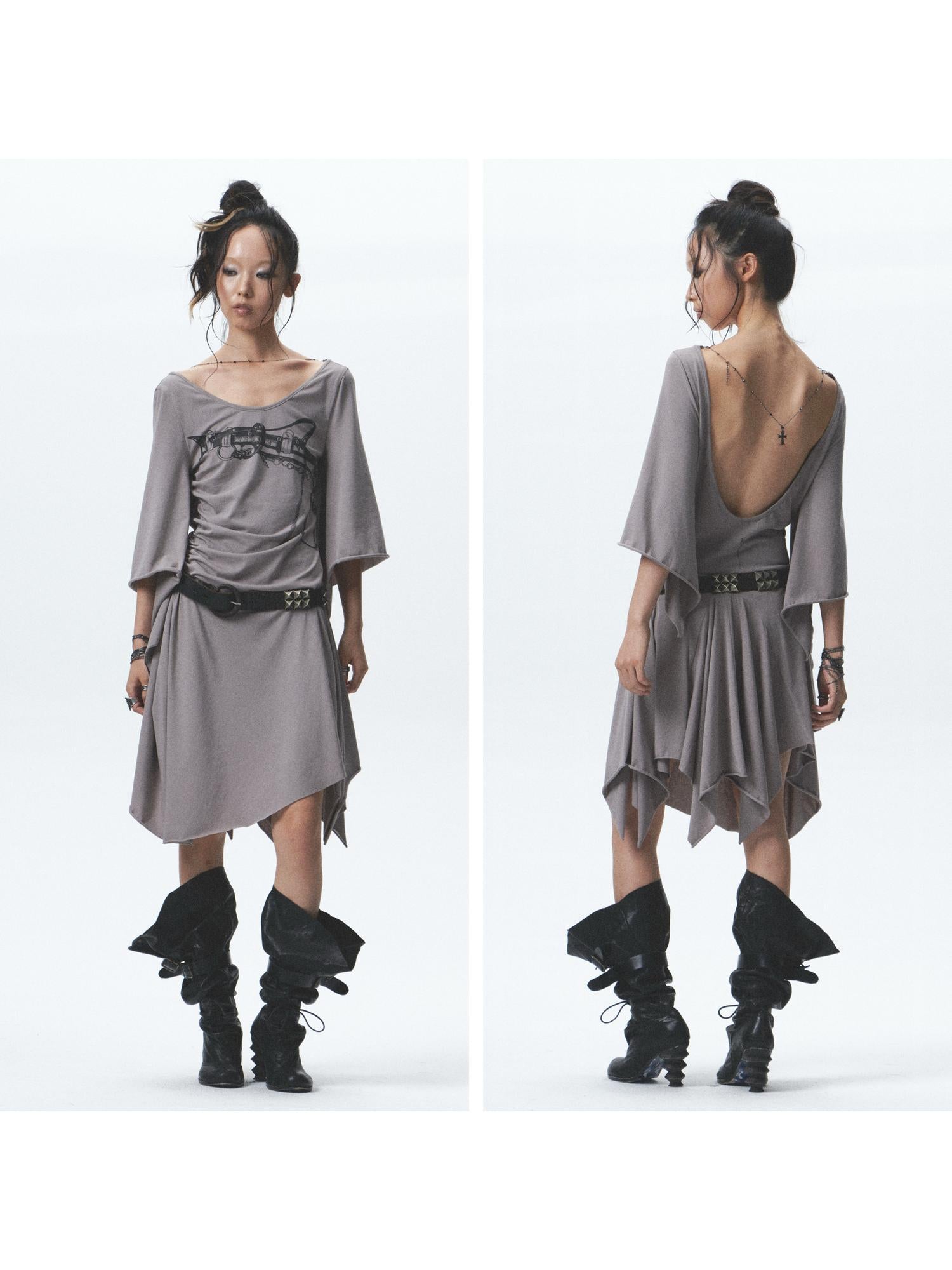 NONAME SPACE Elf Willow Lock High Elastic Asymmetrical Pleated Dress