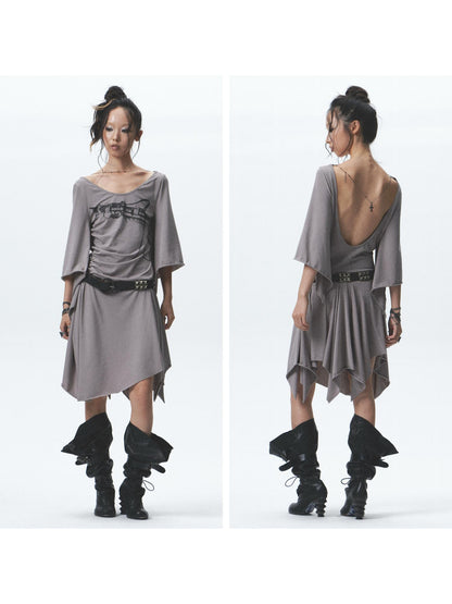 NONAME SPACE Elf Willow Lock High Elastic Asymmetrical Pleated Dress