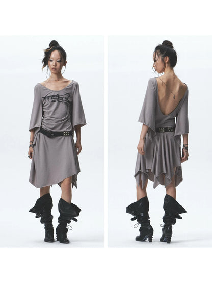 Elf Willow Lock High Elastic Asymmetrical Pleated Dress