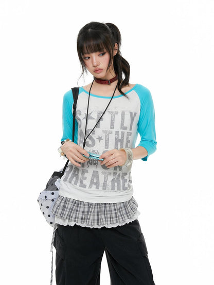 atrandom Beetle Colorblock Raglan Print Women&
