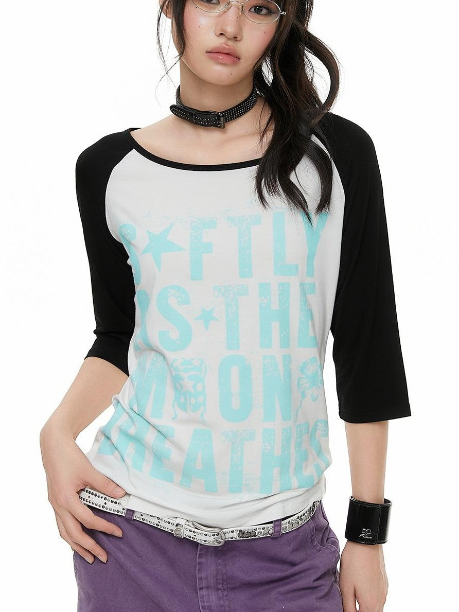 atrandom Beetle Colorblock Raglan Print Women&