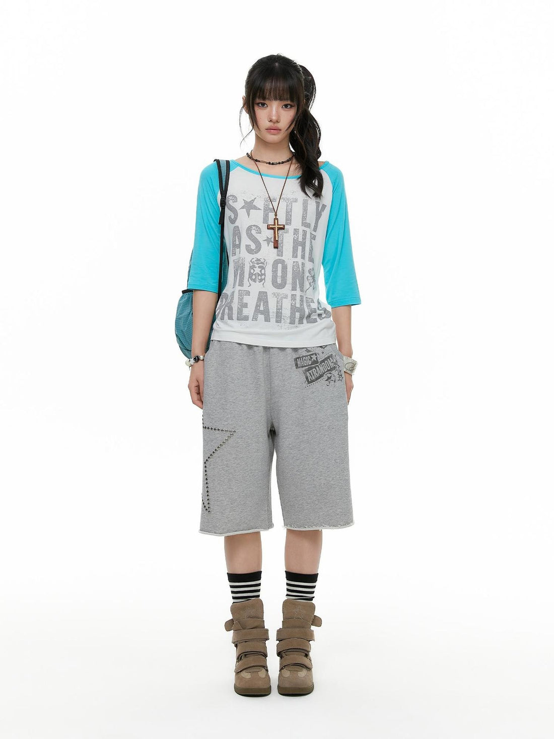 atrandom Beetle Colorblock Raglan Print Women&