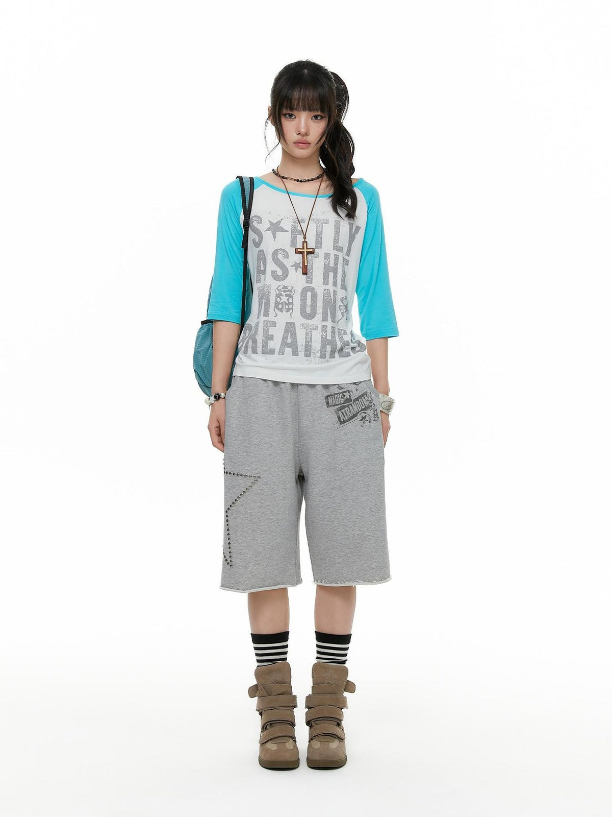atrandom Beetle Colorblock Raglan Print Women&