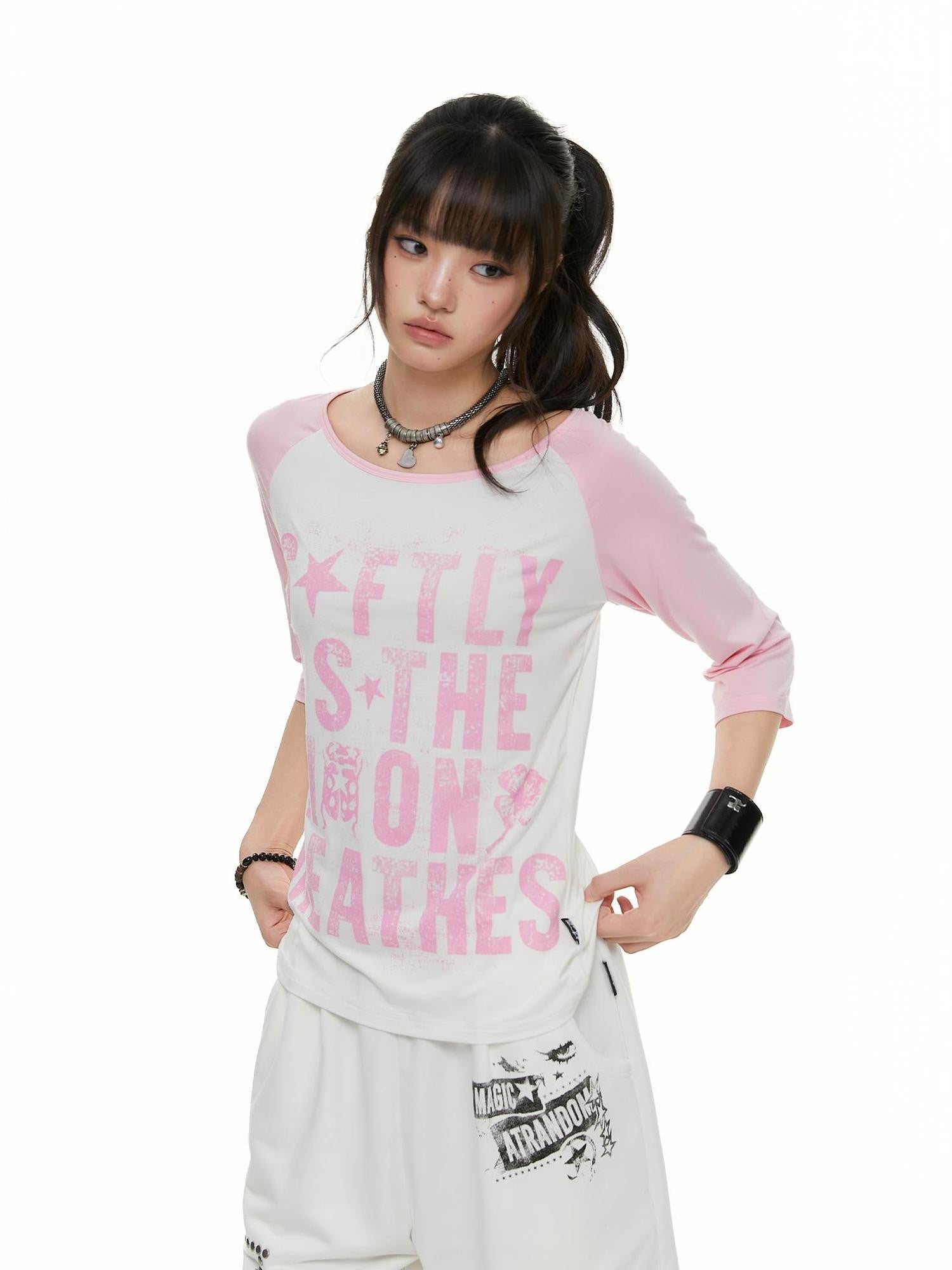 atrandom Beetle Colorblock Raglan Print Women&