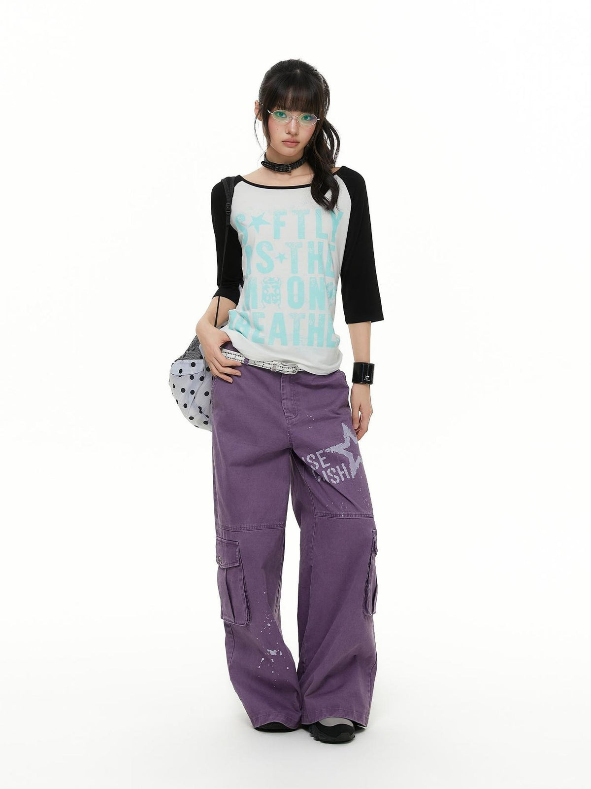 atrandom Beetle Colorblock Raglan Print Women&