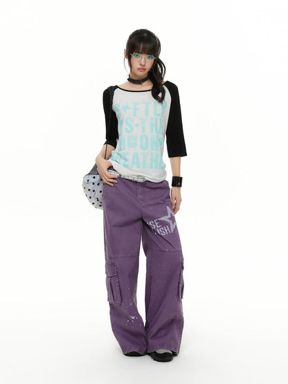 atrandom Beetle Colorblock Raglan Print Women&