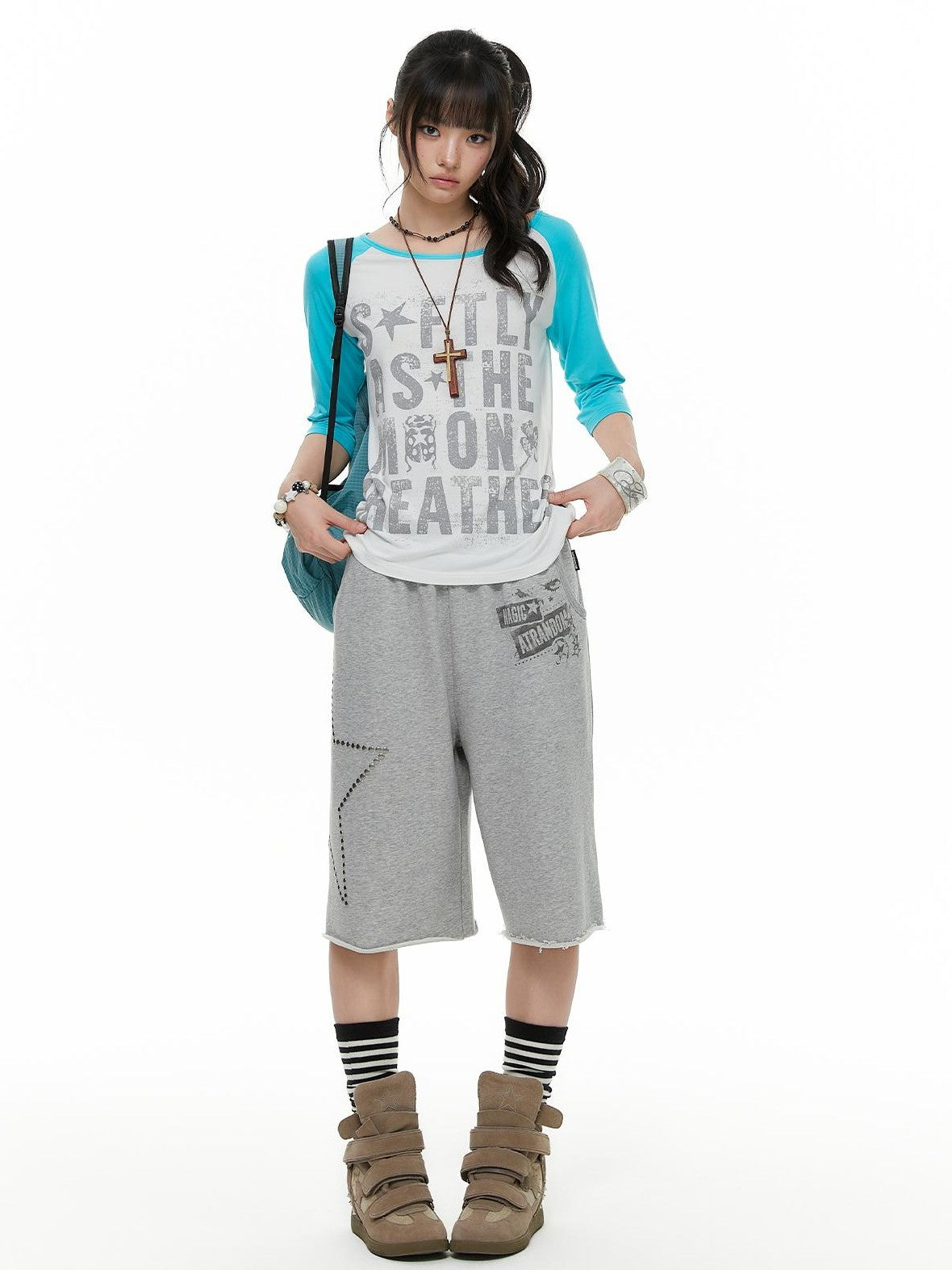 atrandom Beetle Colorblock Raglan Print Women&