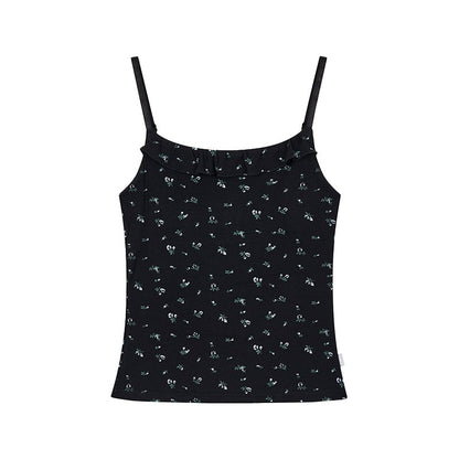 atrandom_Black_Ditsy_Floral_Ruffle_Slim_Women&