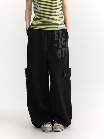 atrandom Black Letter Print Big Pockets Women&