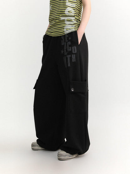 atrandom Black Letter Print Big Pockets Women&