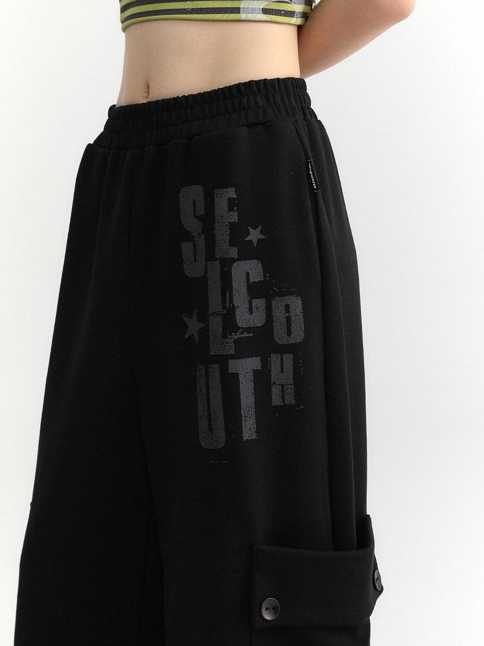 atrandom Black Letter Print Big Pockets Women&