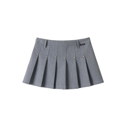 atrandom_Black_Star_Stud_Lace_Up_Pleated_Women&