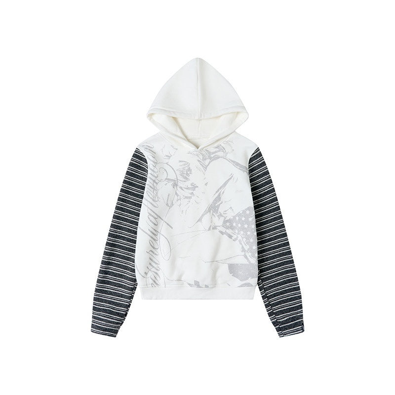 atrandom_Black_White_Printed_Striped_Splice_Fleece_Women&