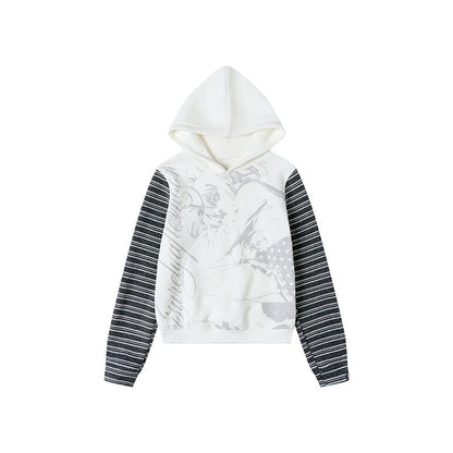 atrandom_Black_White_Printed_Striped_Splice_Fleece_Women&