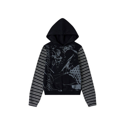 atrandom_Black_White_Printed_Striped_Splice_Fleece_Women&