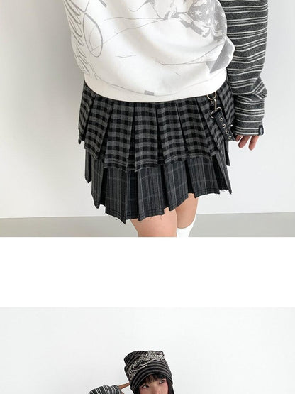 atrandom Black White Printed Striped Splice Fleece Women&