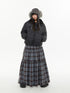 atrandom Brown Blue Plaid Lace Trim Layered Women&