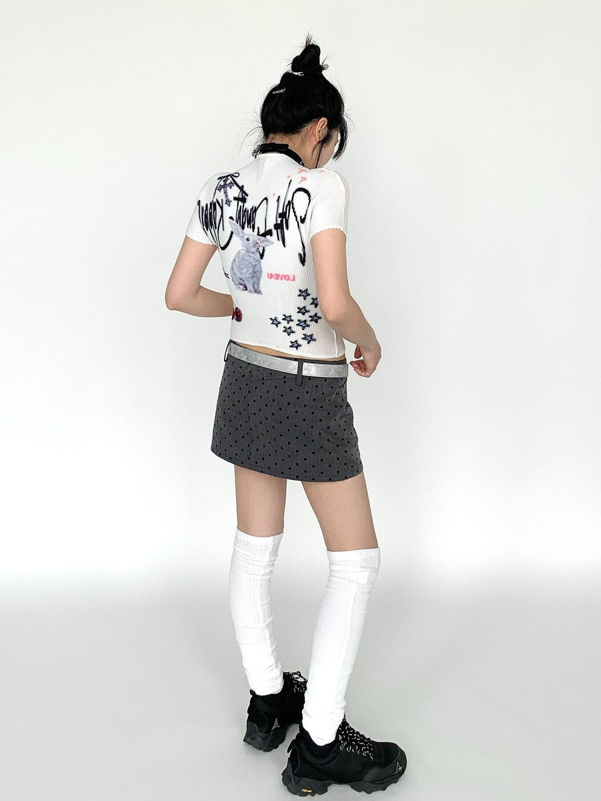 atrandom Candy Rabbit Ruched Stretch Print Women&
