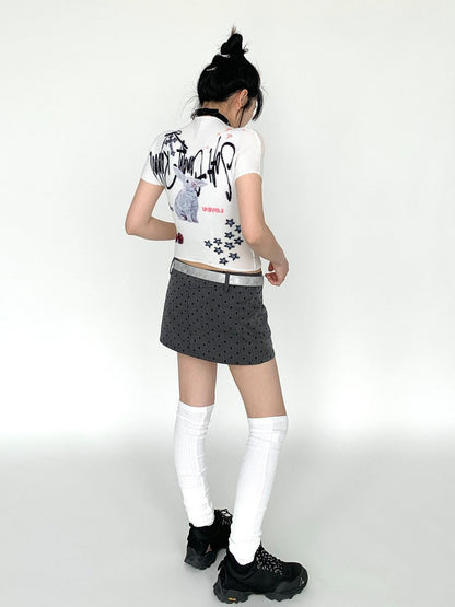 atrandom Candy Rabbit Ruched Stretch Print Women&