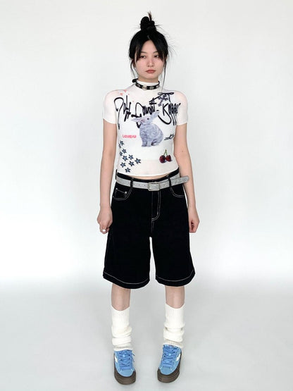 atrandom Candy Rabbit Ruched Stretch Print Women&