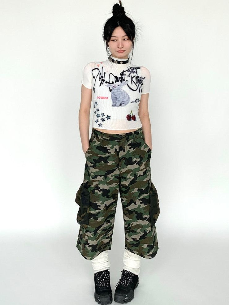 atrandom Candy Rabbit Ruched Stretch Print Women&