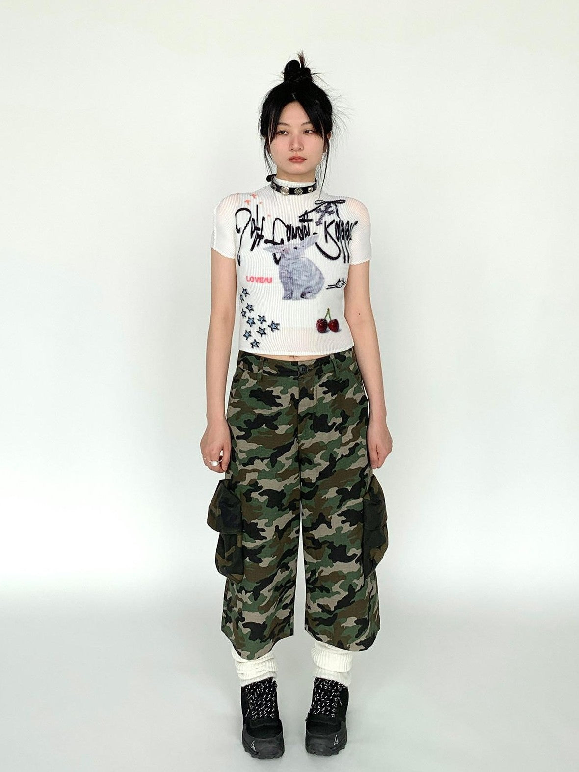 atrandom Candy Rabbit Ruched Stretch Print Women&